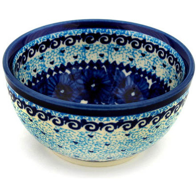 Polish Pottery Bowl 5&quot; Azure Sea UNIKAT