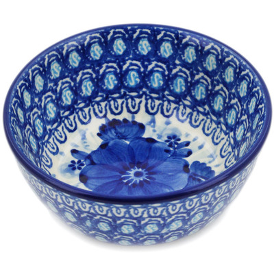 Polish Pottery Bowl 5&quot; Bleu Boquet UNIKAT