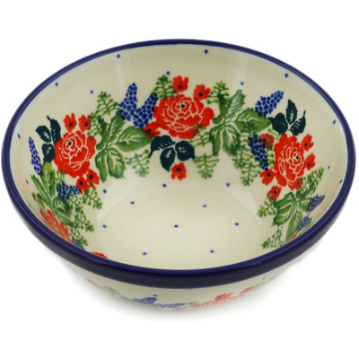 Polish Pottery Bowl 5&quot; Blooming Garden