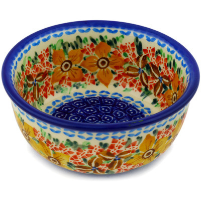 Polish Pottery Bowl 5&quot; Blooming Halo UNIKAT