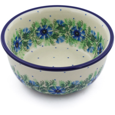 Polish Pottery Bowl 5&quot; Blue Bell Wreath