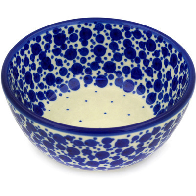 Polish Pottery Bowl 5&quot; Blue Bubbles