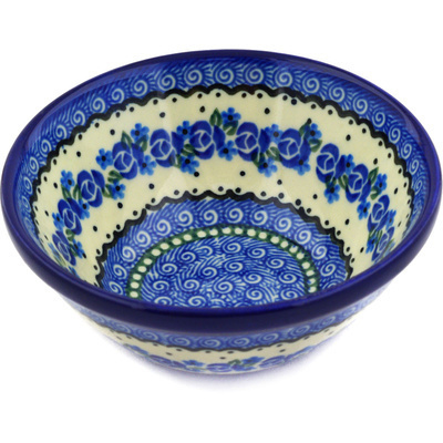Polish Pottery Bowl 5&quot; Blue Bud Sea