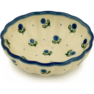 Polish Pottery Bowl 5&quot; Blue Buds