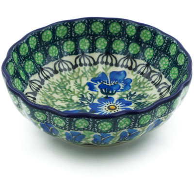 Polish Pottery Bowl 5&quot; Blue Burst UNIKAT