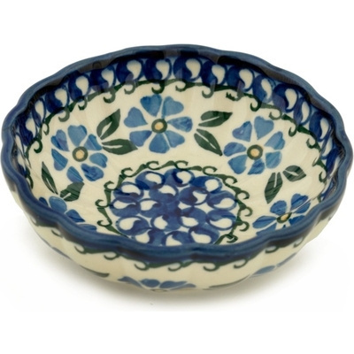 Polish Pottery Bowl 5&quot; Blue Flax Circle