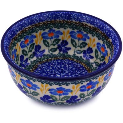 Polish Pottery Bowl 5&quot; Blue Forget-me-nots