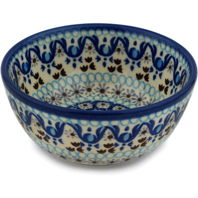Polish Pottery Bowl 5&quot; Blue Ice