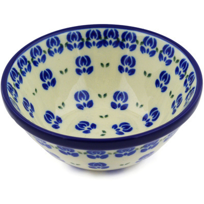 Polish Pottery Bowl 5&quot; Blue Lotus