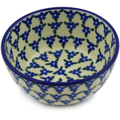 Polish Pottery Bowl 5&quot; Blue Mandala