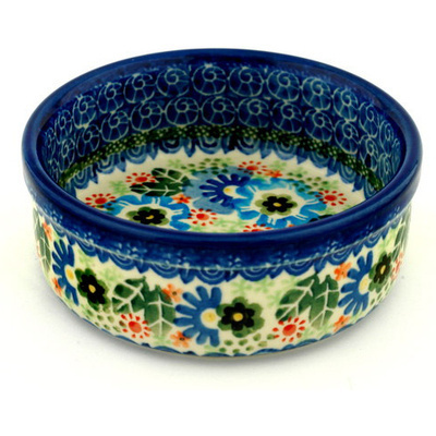 Polish Pottery Bowl 5&quot; Blue Morning Glory UNIKAT