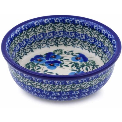 Polish Pottery Bowl 5&quot; Blue Pansy