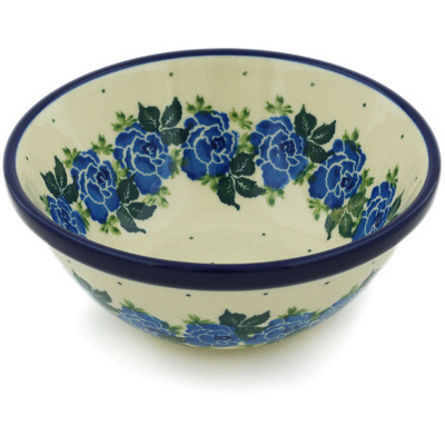 Polish Pottery Bowl 5&quot; Blue Rose