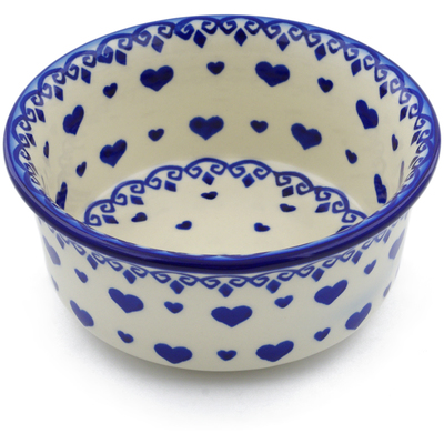 Polish Pottery Bowl 5&quot; Blue Valentine