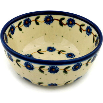 Polish Pottery Bowl 5&quot; Blue Vine Waltz