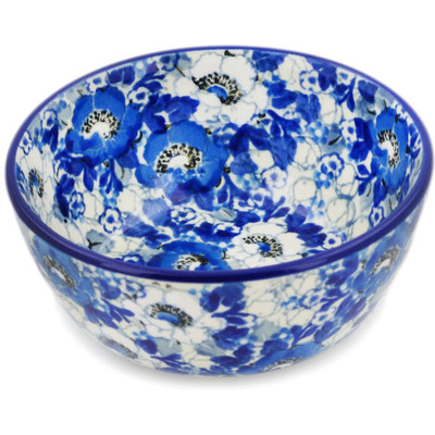 Polish Pottery Bowl 5&quot; Bluebottles UNIKAT