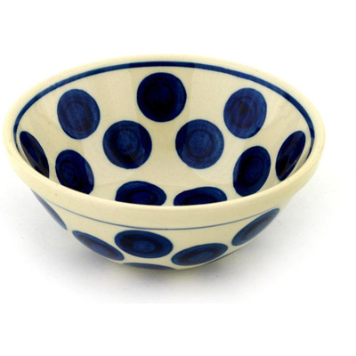 Polish Pottery Bowl 5&quot; Bold Polka Dots