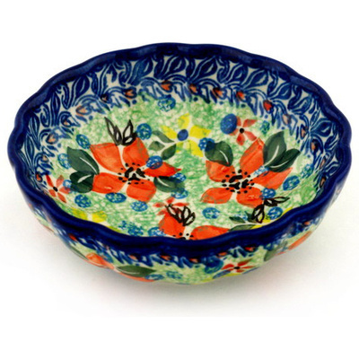 Polish Pottery Bowl 5&quot; Brilliant Star Flower UNIKAT