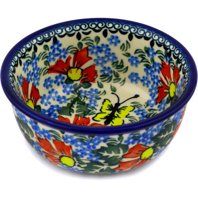 Polish Pottery Bowl 5&quot; Butterfly Patch UNIKAT