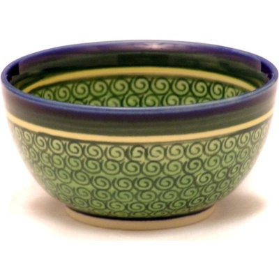 Polish Pottery Bowl 5&quot; Celadon Swirl