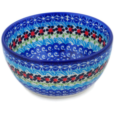 Polish Pottery Bowl 5&quot; Cheerful Poppies