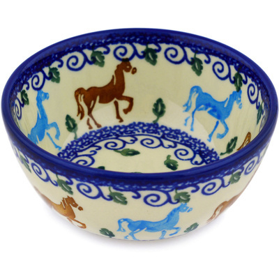 Polish Pottery Bowl 5&quot; Children&#039;s Prancing Poni