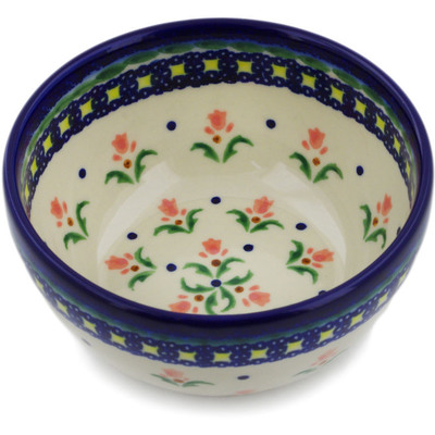 Polish Pottery Bowl 5&quot; Cocentric Tulips