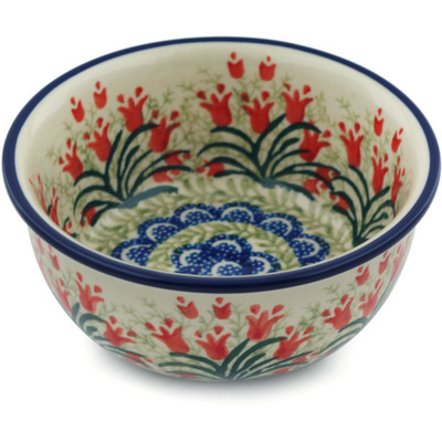 Polish Pottery Bowl 5&quot; Crimson Bells