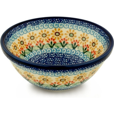 Polish Pottery Bowl 5&quot; Daisies On The Shore