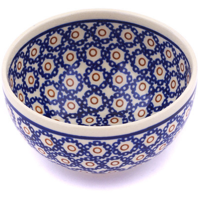 Polish Pottery Bowl 5&quot; Daisy Stamps