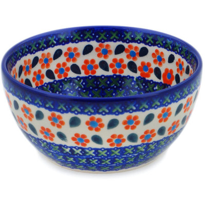 Polish Pottery Bowl 5&quot; Daisy Stitches