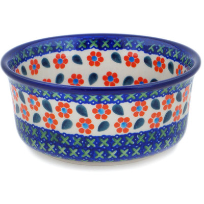 Polish Pottery Bowl 5&quot; Daisy Stitches