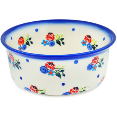 Polish Pottery Bowl 5&quot; Dancing Flowers UNIKAT