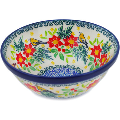 Polish Pottery Bowl 5&quot; Festive Avian Delight UNIKAT