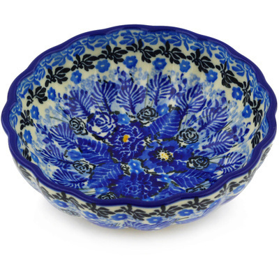 Polish Pottery Bowl 5&quot; Fields Of Blue UNIKAT