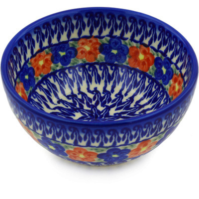 Polish Pottery Bowl 5&quot; Floral Burst