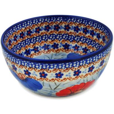 Polish Pottery Bowl 5&quot; Floral Gem UNIKAT