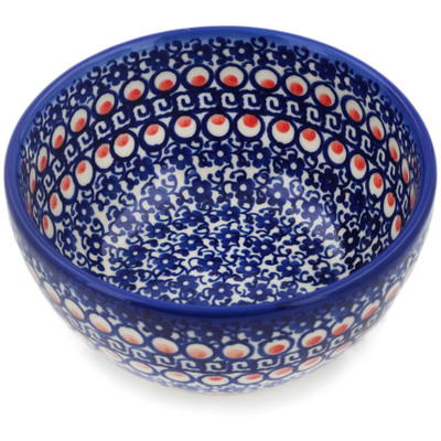 Polish Pottery Bowl 5&quot; Floral Peacock