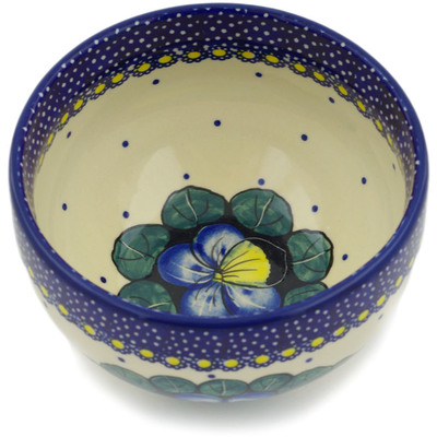 Polish Pottery Bowl 5&quot; Flower In The Grass UNIKAT