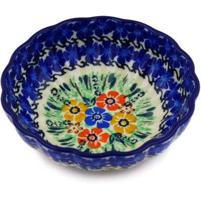 Polish Pottery Bowl 5&quot; Flower Patch UNIKAT