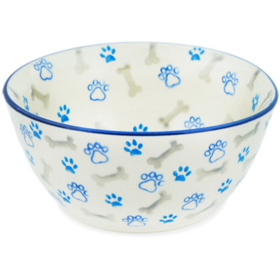 Polish Pottery Bowl 5&quot; Fluff Bottom Puppy Paws