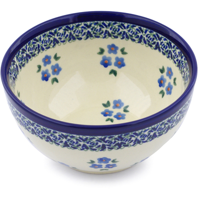 Polish Pottery Bowl 5&quot; Forget Me Not Dots