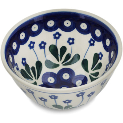 Polish Pottery Bowl 5&quot; Forget-me-not Peacock