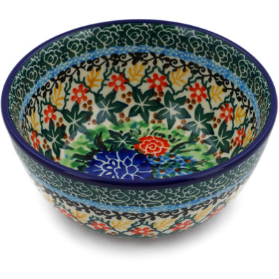 Polish Pottery Bowl 5&quot; Garden Trellis UNIKAT