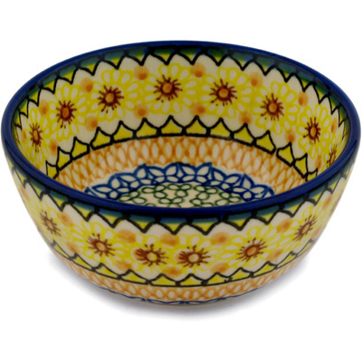 Polish Pottery Bowl 5&quot; Geometric Sunflower