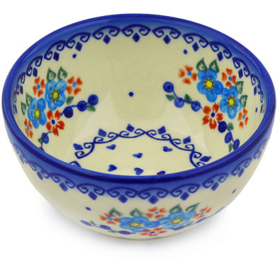 Polish Pottery Bowl 5&quot; Hearts And Flowers