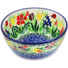 Polish Pottery Bowl 5&quot; Lady Bug Tulips UNIKAT