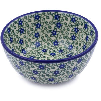 Polish Pottery Bowl 5&quot; Lobelia Vines