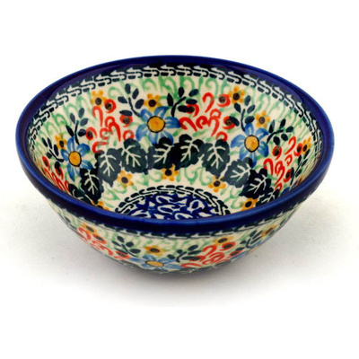 Polish Pottery Bowl 5&quot; Pastel Flowers UNIKAT