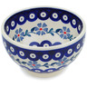 Polish Pottery Bowl 5&quot; Peacock Forget-me-not